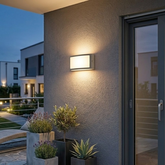 Applique da esterno balcone rettangolare antracite ip65
