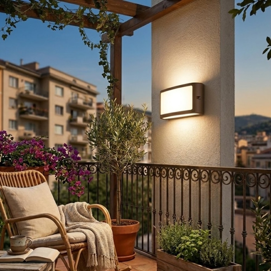 Applique per esterni rettangolare caffe led 10w 4000k ip65