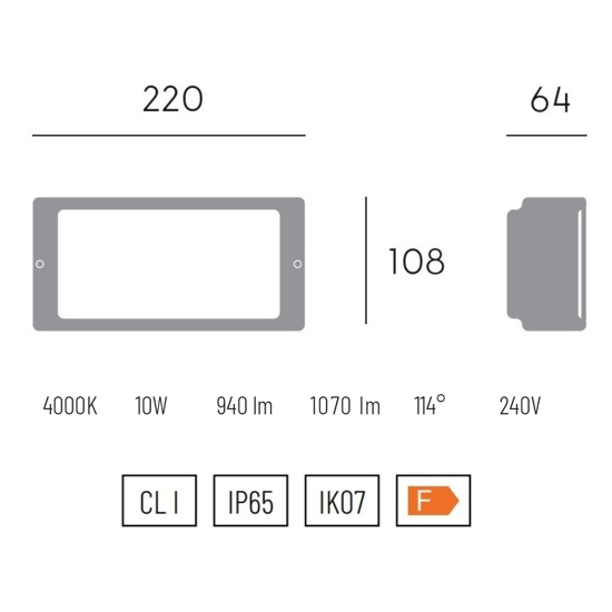 Applique per esterni rettangolare caffe led 10w 4000k ip65
