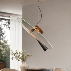 Lampadario moderno per tavolo da pranzo stilnovo bascula led 3000k bronzo