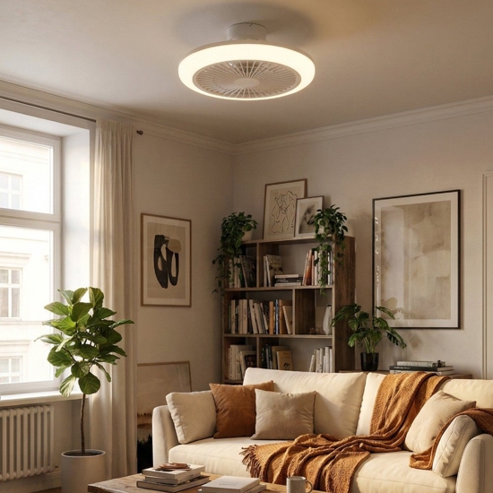 Ventilatore con plafoniera bianco con telecomando led cct eglo salvador