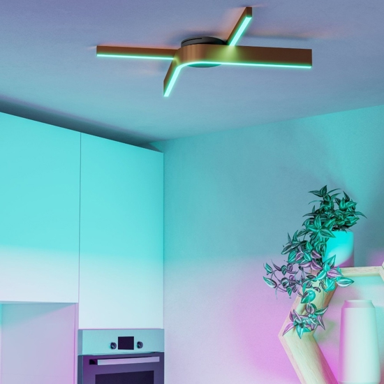 Plafoniera eglo folcino-z design moderna bronzo controllo remoto app led rgb 2700k a 6500k