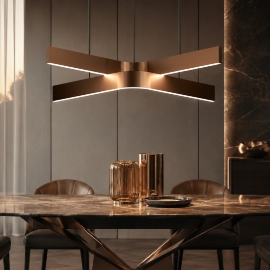 Lampadario design moderno eglo folcino-z bronzo led rgb 2700k a 6500k controllo remoto app