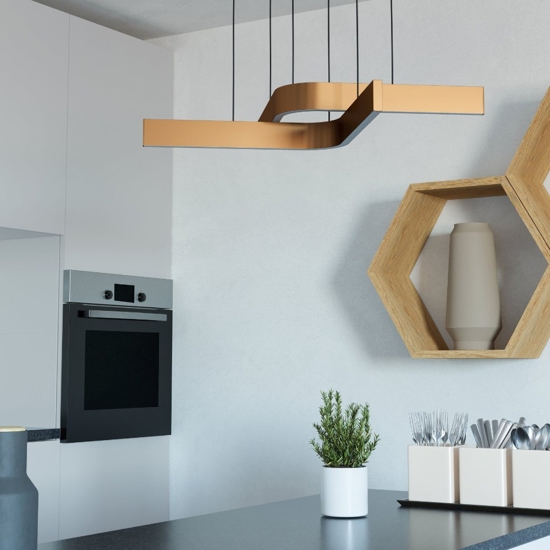 Lampadario design moderno eglo folcino-z bronzo led rgb 2700k a 6500k controllo remoto app