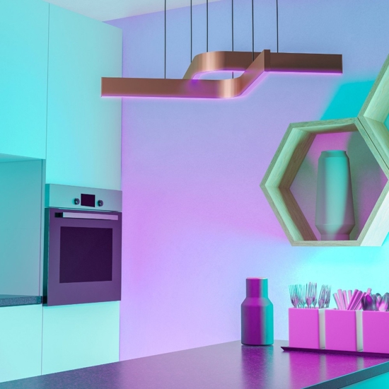 Lampadario design moderno eglo folcino-z bronzo led rgb 2700k a 6500k controllo remoto app