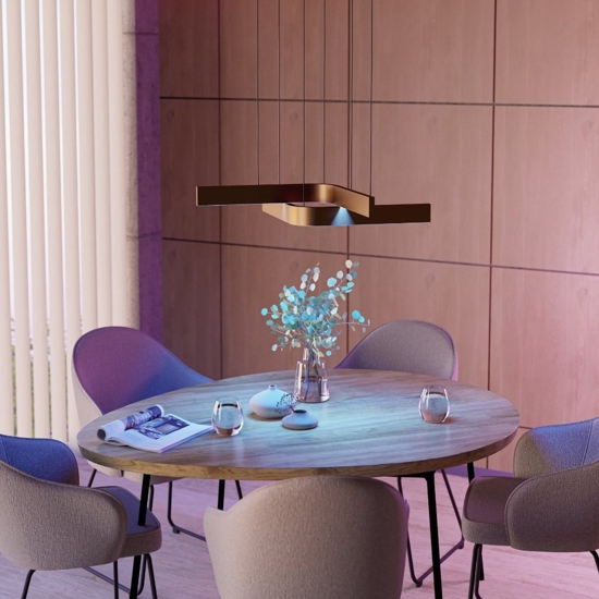 Lampadario design moderno eglo folcino-z bronzo led rgb 2700k a 6500k controllo remoto app
