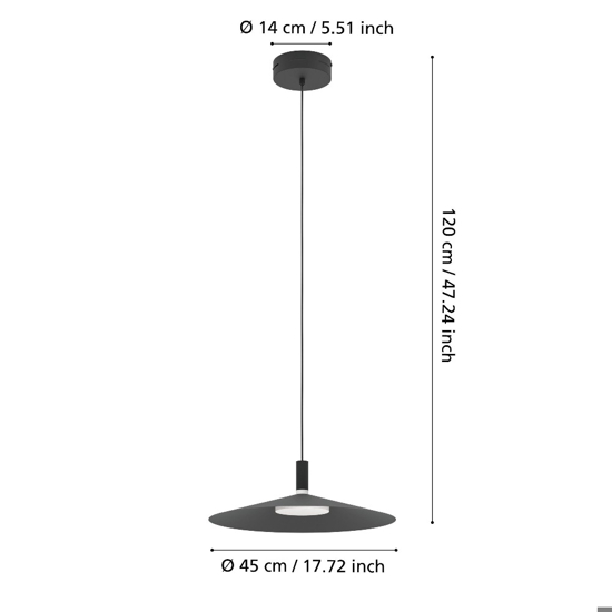 Lampadario sospensione eglo conomavilla-z per cucina nero led rgb 2700k a 6500k controllo remoto app