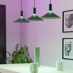 Lampadario 3 pendenti nero led rgb 2700k a 6500k controllo app eglo conomavilla per sala da pranzo