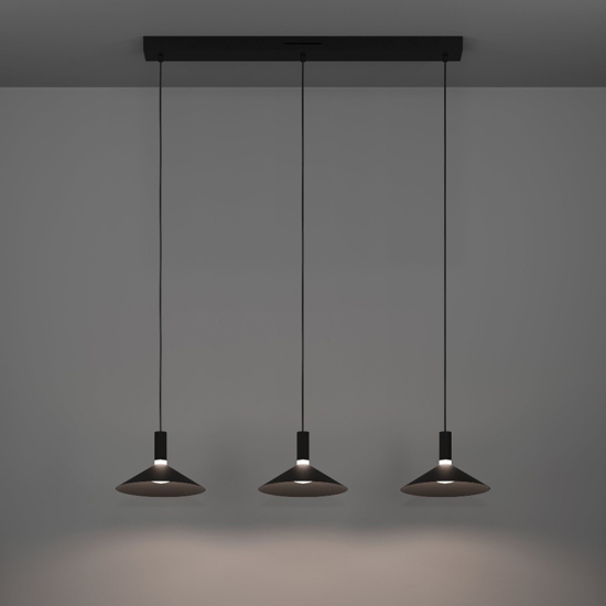 Lampadario 3 pendenti nero led rgb 2700k a 6500k controllo app eglo conomavilla per sala da pranzo