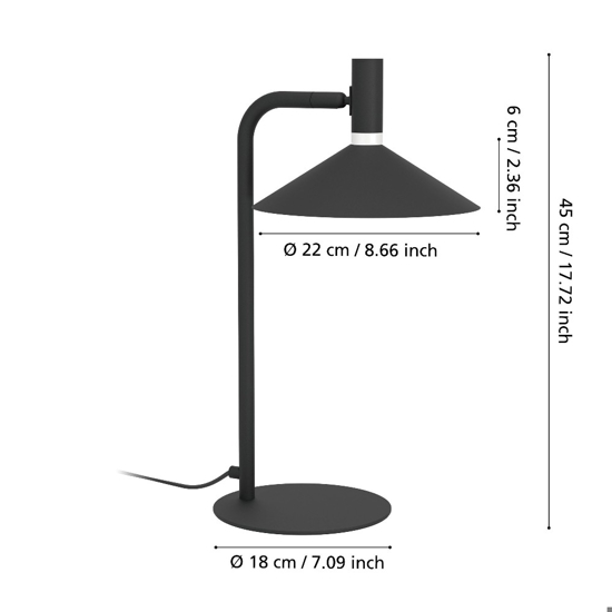 Lampada da tavolo esglo conomavilla-z nera led rgb 2700k a 6500k controllo remoto app