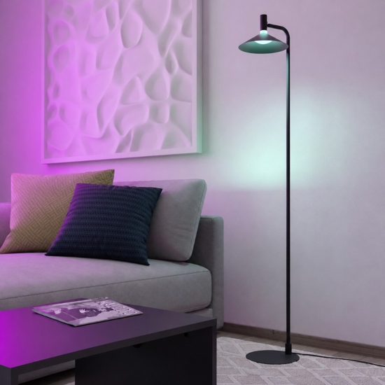 Lampada da terra piantana eglo conomavilla-z nera led rgb 2700k a 6500k controllo remoto app