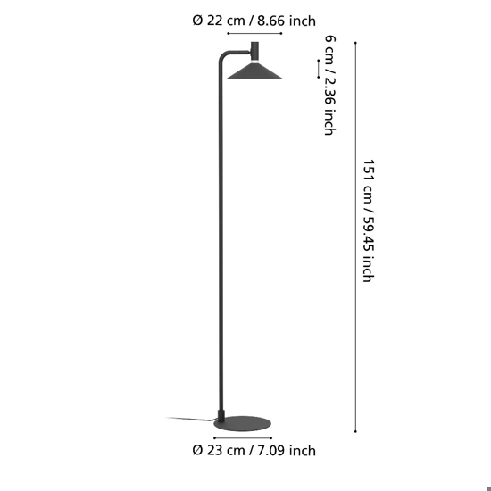 Lampada da terra piantana eglo conomavilla-z nera led rgb 2700k a 6500k controllo remoto app