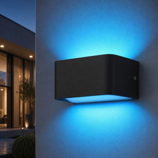 Applique da esterno nero led rgb 2700k a 6500k dimmerabile controllo remoto app eglo sania-z