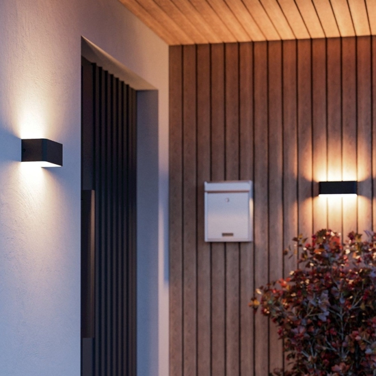 Applique da esterno nero led rgb 2700k a 6500k dimmerabile controllo remoto app eglo sania-z