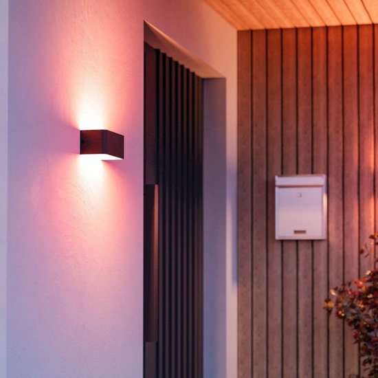Applique da esterno nero led rgb 2700k a 6500k dimmerabile controllo remoto app eglo sania-z
