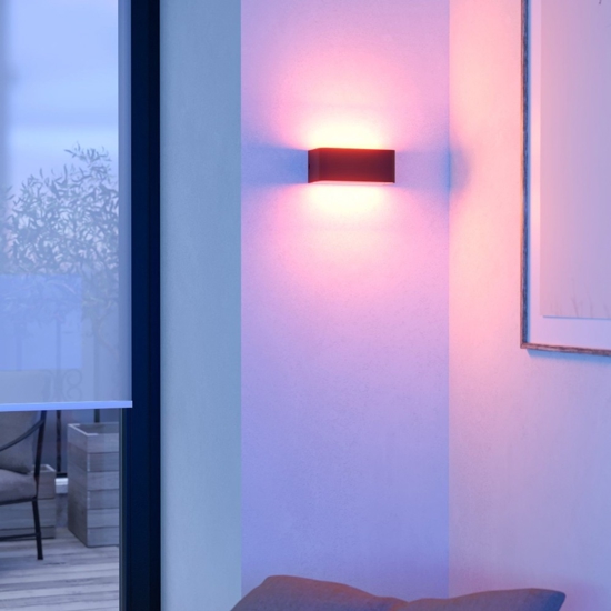 Applique da esterno nero led rgb 2700k a 6500k dimmerabile controllo remoto app eglo sania-z