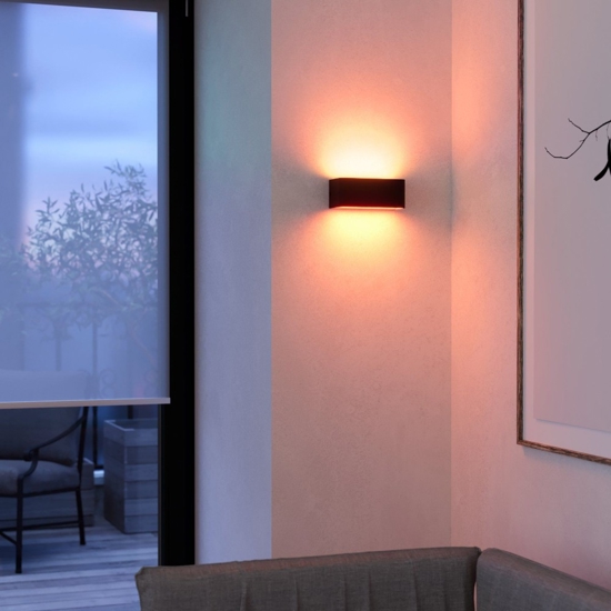 Applique da esterno nero led rgb 2700k a 6500k dimmerabile controllo remoto app eglo sania-z