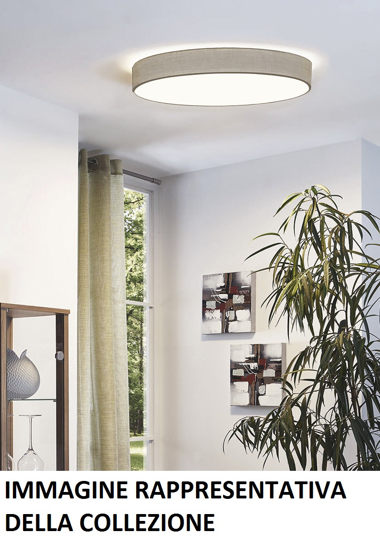 Plafoniera rotonda tessuto bianco moderna per camera da letto eglo pasteri
