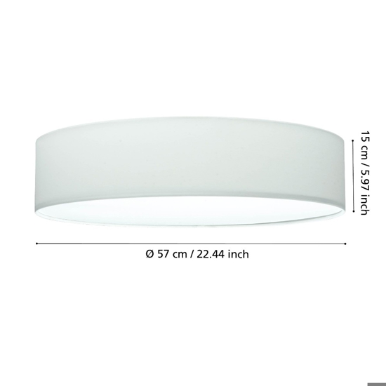 Plafoniera rotonda tessuto bianco moderna per camera da letto eglo pasteri