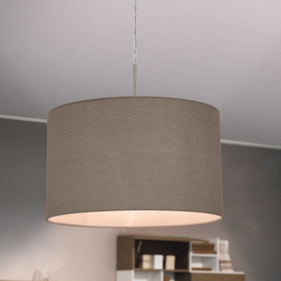 Lampadario a sospensione cilindro in tessuto tortora 38 cm eglo pasteri