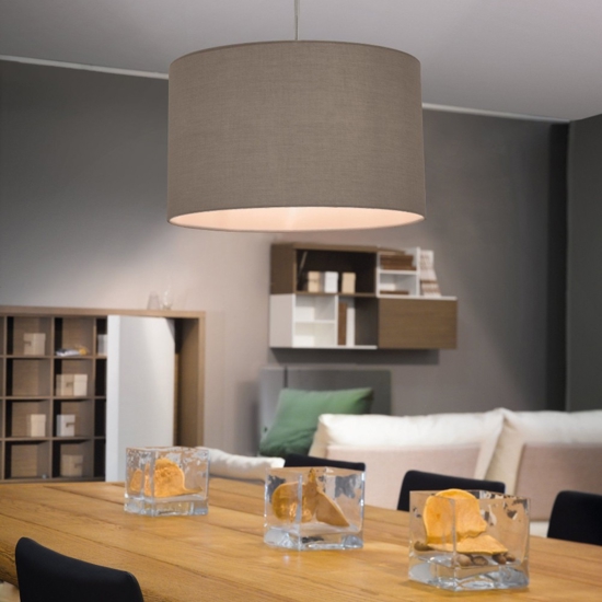 Lampadario a sospensione cilindro in tessuto tortora 38 cm eglo pasteri
