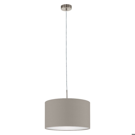Lampadario a sospensione cilindro in tessuto tortora 38 cm eglo pasteri