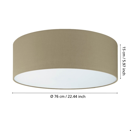 Plafoniera tonda moderna per salotto 76 cm tortora eglo pasteri