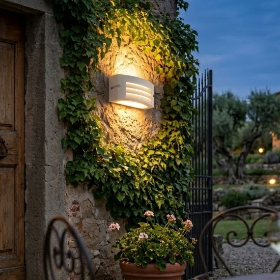Applique da esterno balcone moderna bianca led 10w 3000k ip65