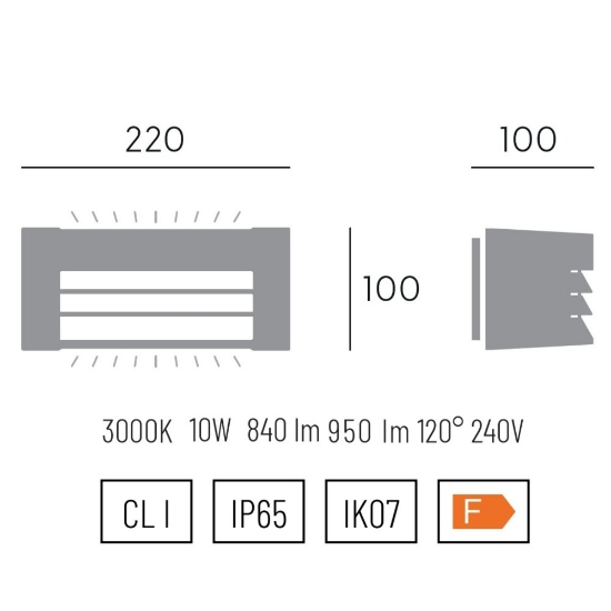 Applique da esterno balcone moderna bianca led 10w 3000k ip65