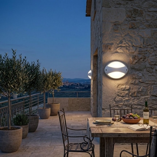 Applique ovale da esterno bianco led 7w 4000k ip65