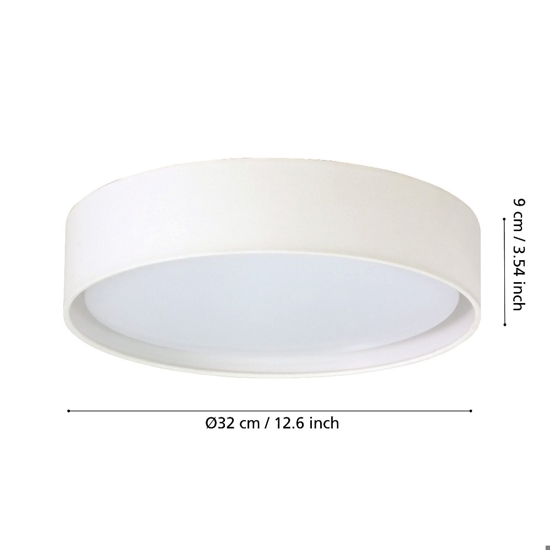 Plafoniera di cilindro in tessuto bianco 32 cm eglo pasteri