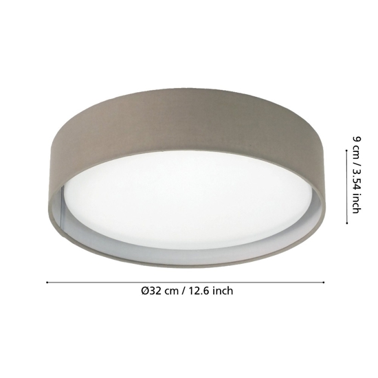 Plafoniera da soffitto rotonda di tessuto tortora cilindro 32 cm eglo pasteri