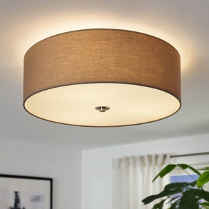 Plafoniera tessuto tortora 47 cm cilindro per camera da letto moderna eglo pasteri