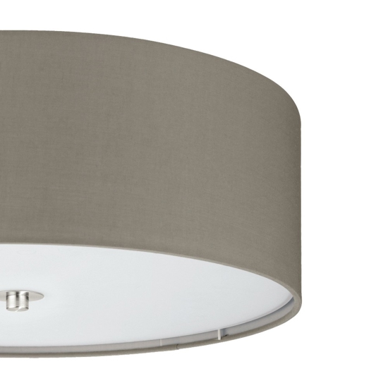 Plafoniera tessuto tortora 47 cm cilindro per camera da letto moderna eglo pasteri