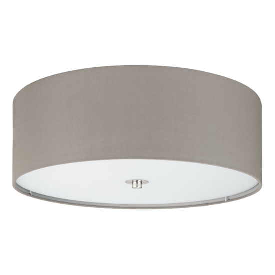 Plafoniera tessuto tortora 47 cm cilindro per camera da letto moderna eglo pasteri