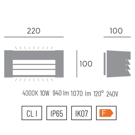 Applique da esterno bianca led 4000k moderna ip65