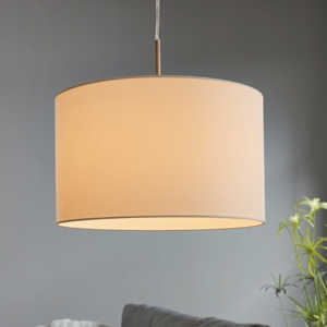Lampadario a sospensione cilindro di tessuto avorio moderno cm 38 eglo pastera