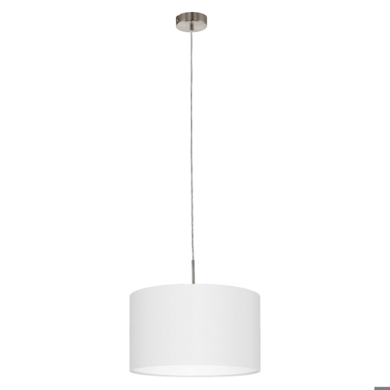 Lampadario a sospensione cilindro di tessuto avorio moderno cm 38 eglo pastera