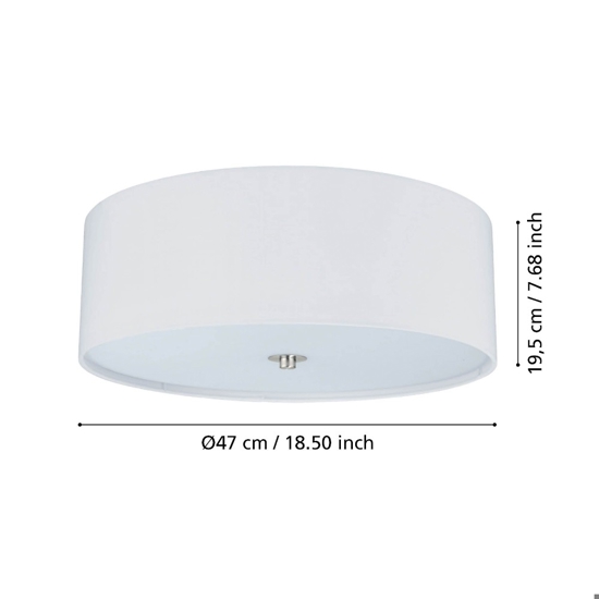 Plafoniera moderna cilindro in tessuto bianco 47 cm eglo pastera