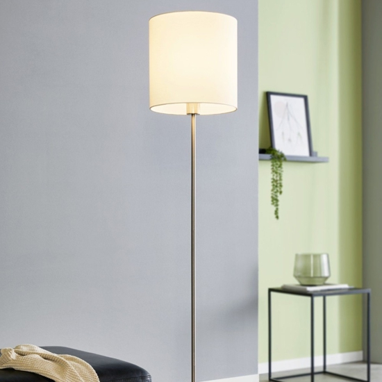 Piantana moderna con paralume bianco stelo nickel eglo pastera