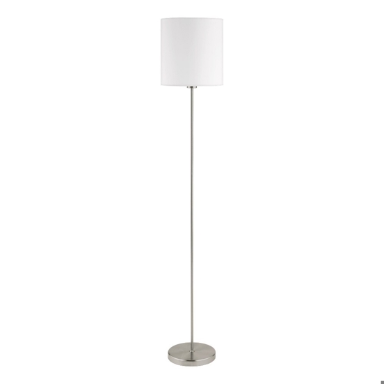 Piantana moderna con paralume bianco stelo nickel eglo pastera