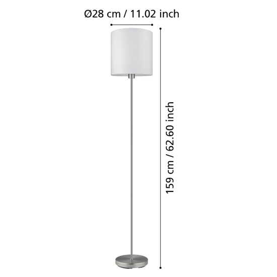 Piantana moderna con paralume bianco stelo nickel eglo pastera