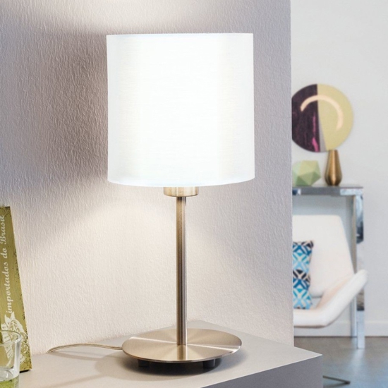 Abat-jour lampada da comodino paralume tessuto bianco eglo pasteri