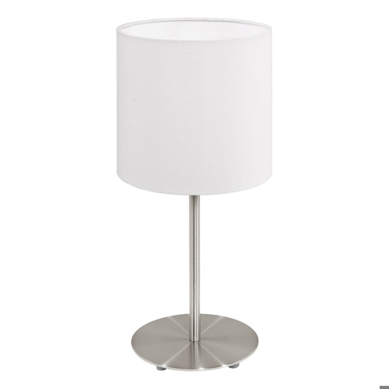 Abat-jour lampada da comodino paralume tessuto bianco eglo pasteri