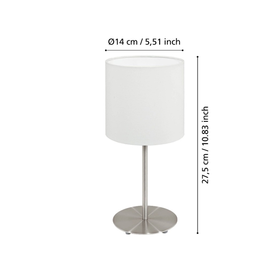 Abat-jour lampada da comodino paralume tessuto bianco eglo pasteri