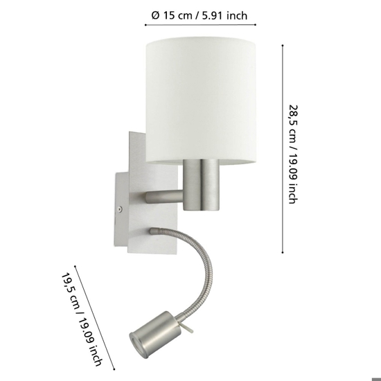 Eglo pasteri applique per camera da letto moderna per comodino