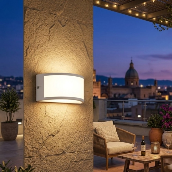 Applique da esterno design curvo bianco led 3000k ip65