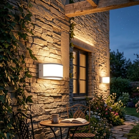 Applique curva per esterno bianca led 4000k ip65