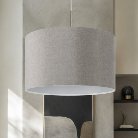 Lampadario paralume a sospensione tessuto grigio cilindro eglo pasteri