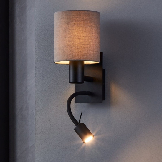 Applique per camera da letto antracite marrone luce da lettura eglo pasteri